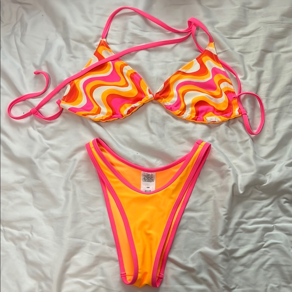 Neon Pink and Orange Bikini Set